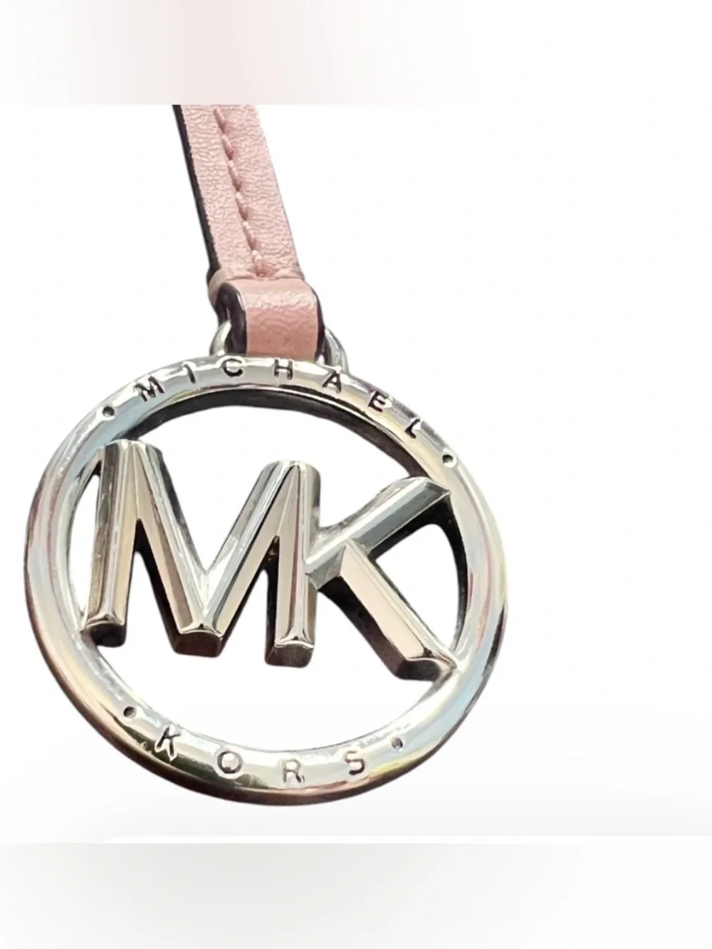Michael Kors - Pale Pink Leather Strap Silver MK Logo Charm - Picture 2 of 2